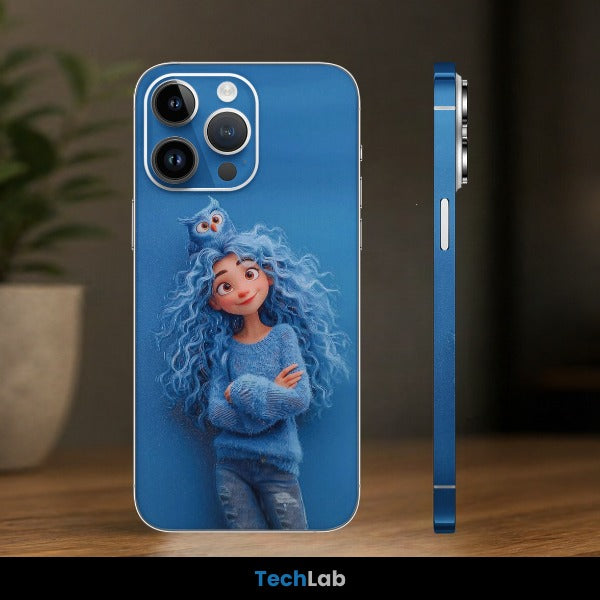 Blue Curls & Owl Friend Mobile Skin