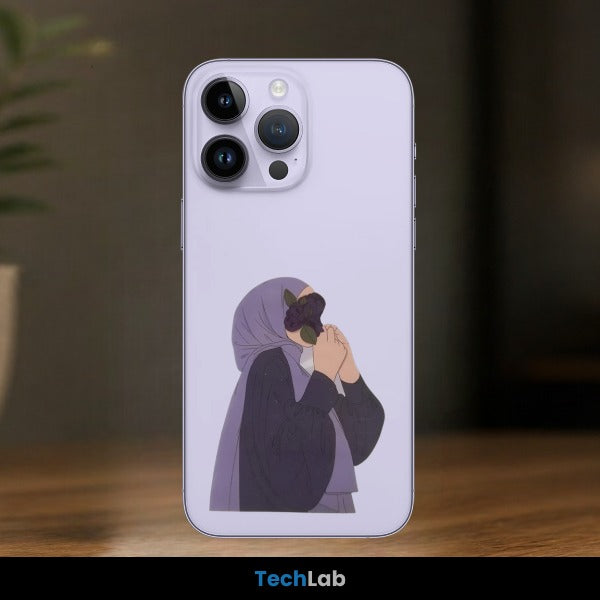 Transparent Modest Grace Hijabi Illustration Mobile Skin