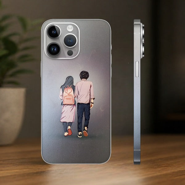 Walking Together Couple Sketch Mobile Skin